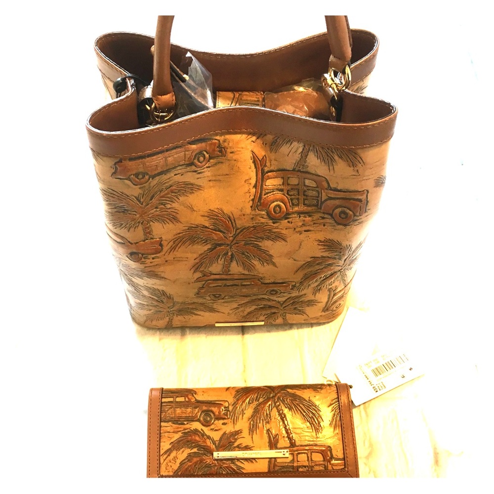 Brahmin Tan Copa Cabana Bucket Bag and Wallet
